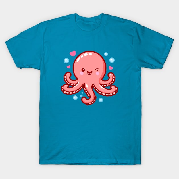 Cute Pink Octopus T-Shirt by Arief Uchiha